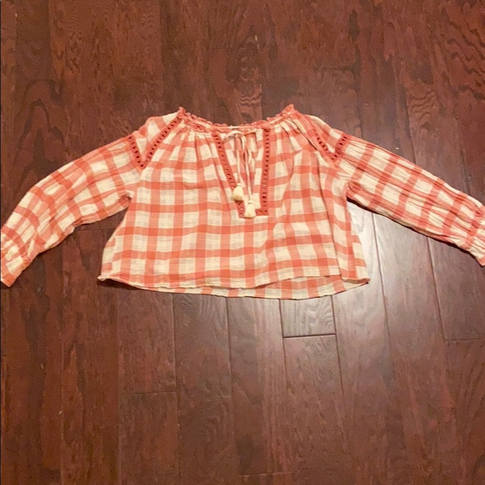 Free people Carol Cream V neck long sleeve croptop